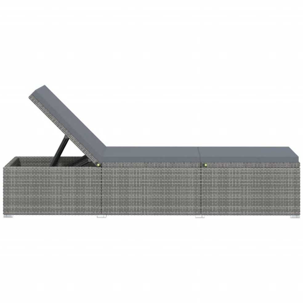Sofa Saulės gultai su arbatos staliuku, 3 dalių, pilki, poliratanas