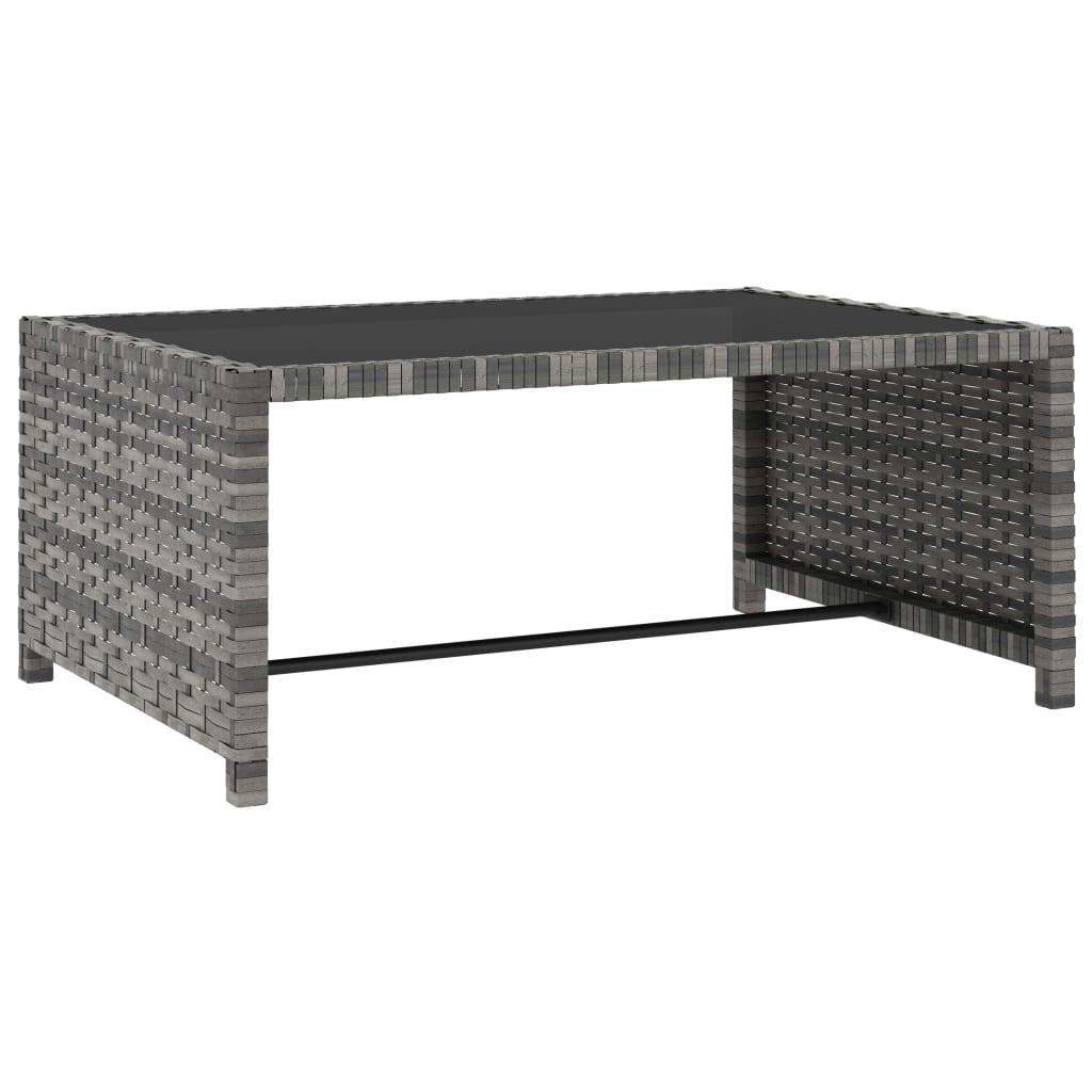 Sofa Saulės gultai su staliuku, 2vnt., pilkos spalvos, poliratanas