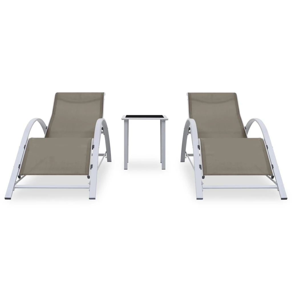 Sofa Saulės gultai su staliuku, 2vnt., taupe spalvos, aliuminis