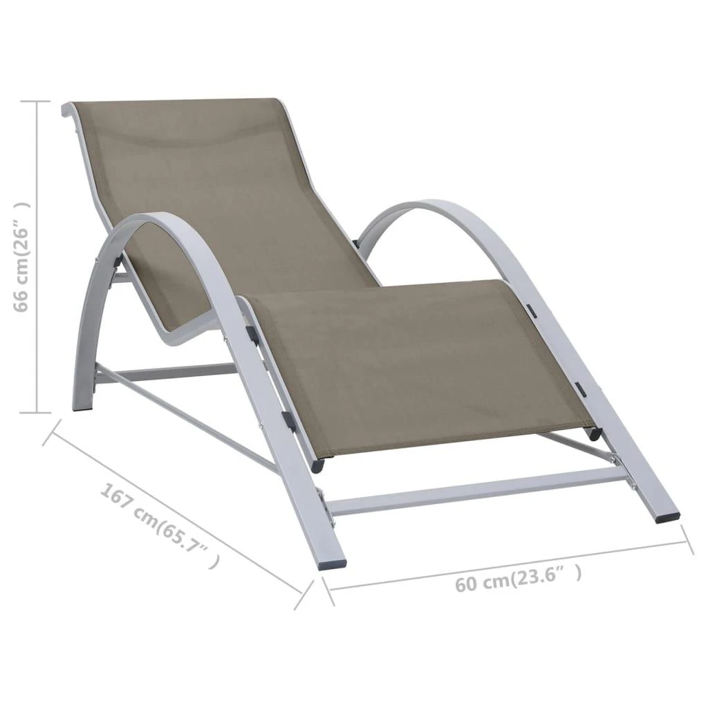 Sofa Saulės gultai su staliuku, 2vnt., taupe spalvos, aliuminis