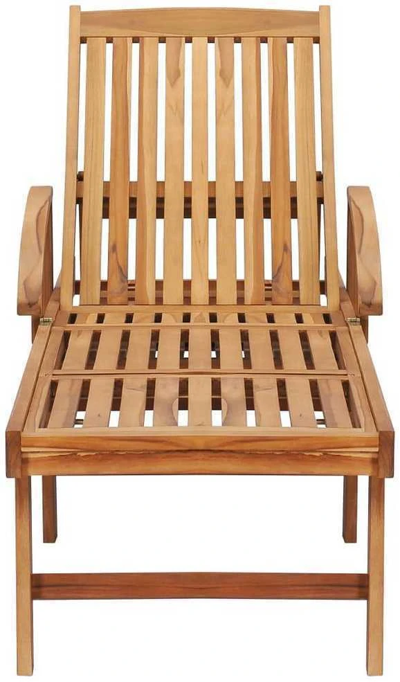 Saulės gultas su staliuku ir čiužinuku, tikmedžio masyvas
