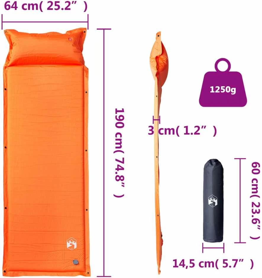 Savaime prisipučiantis stovyklavimo čiužinys, oranžinis