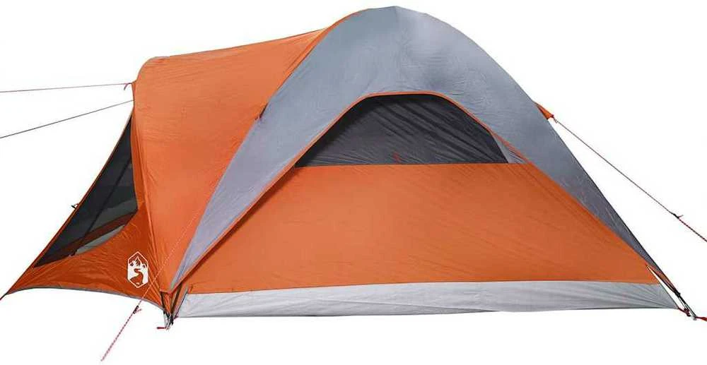 Šeimos palapinė, pilka ir oranžinė, šešiavietė, tunelinė