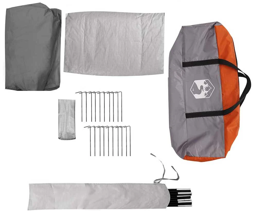 Šeimos palapinė, pilka ir oranžinė, aštuonvietė, tipi