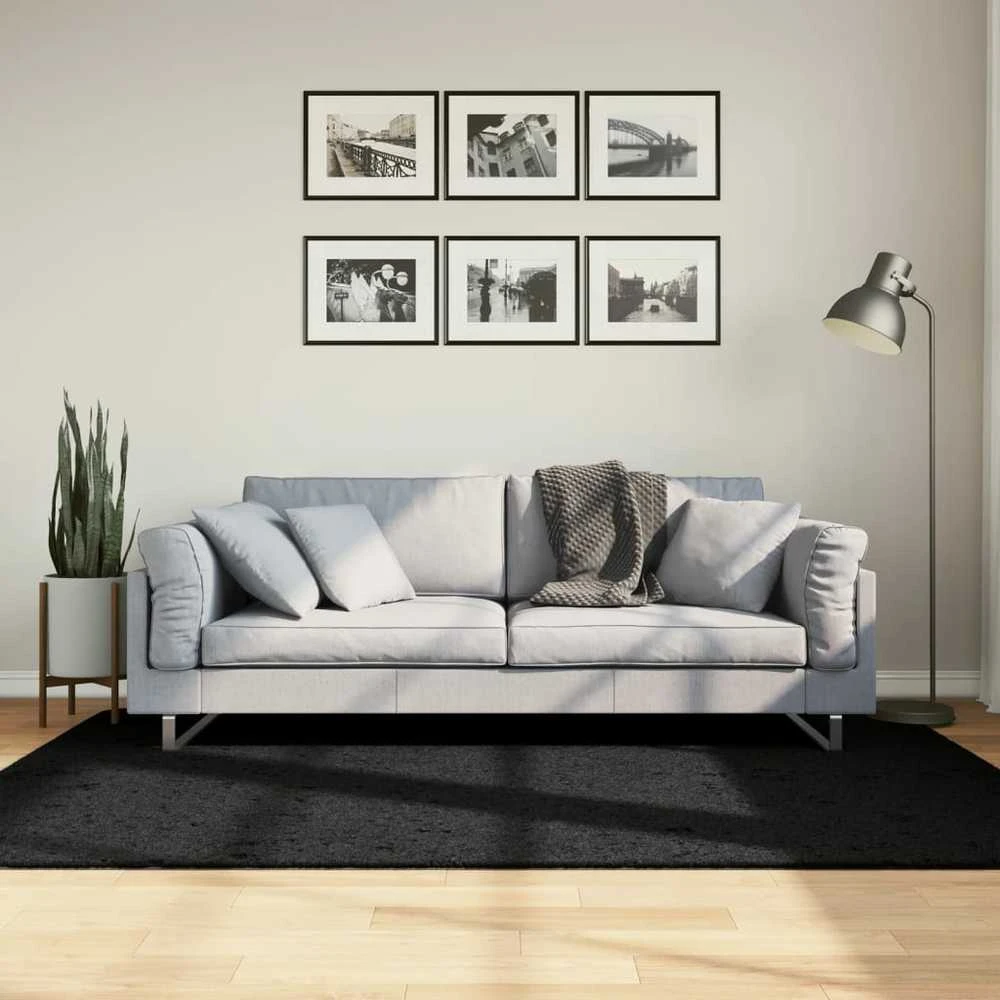 Shaggy tipo kilimas, juodos spalvos, 140x200cm, aukšti šereliai