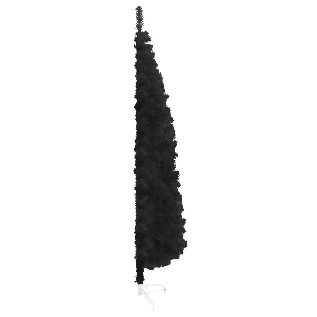 Siaura dirbtinė pusinė Kalėdų eglutė su stovu, juoda, 210cm