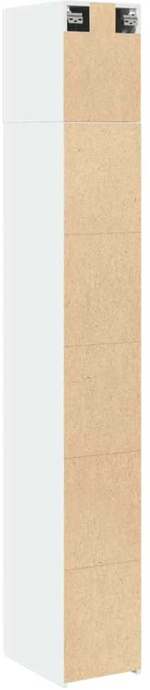 Siaura spintelė daiktams, balta, 30x42,5x225cm, mediena