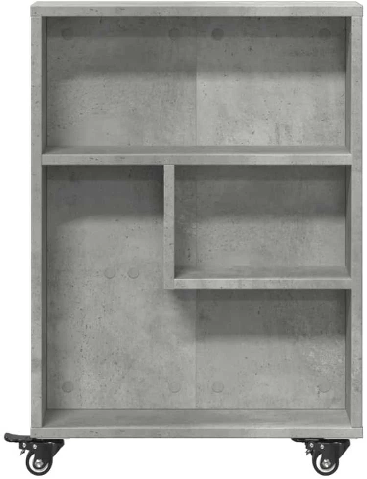Siauras vežimėlis daiktams, betono pilkas, 48x13x68cm, mediena