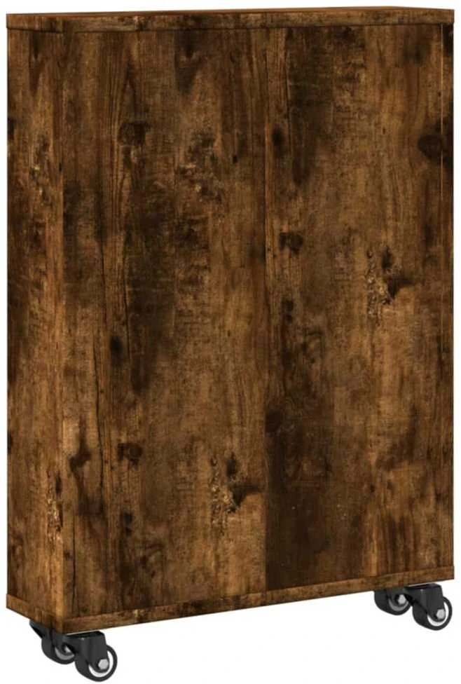 Siauras vežimėlis daiktams, dūminio ąžuolo, 48x13x68cm, mediena