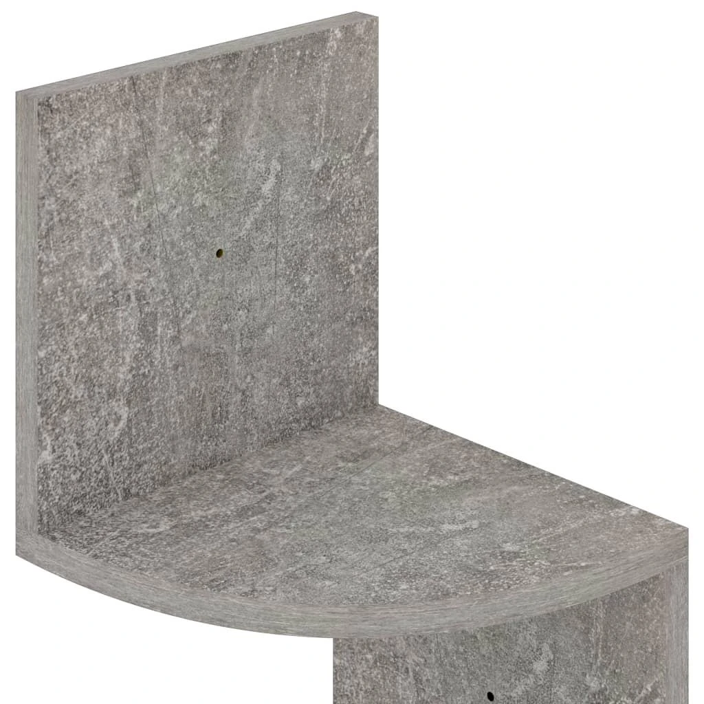 Sieninė kampinė lentyna, betono, 19x19x123cm, apdirbta mediena