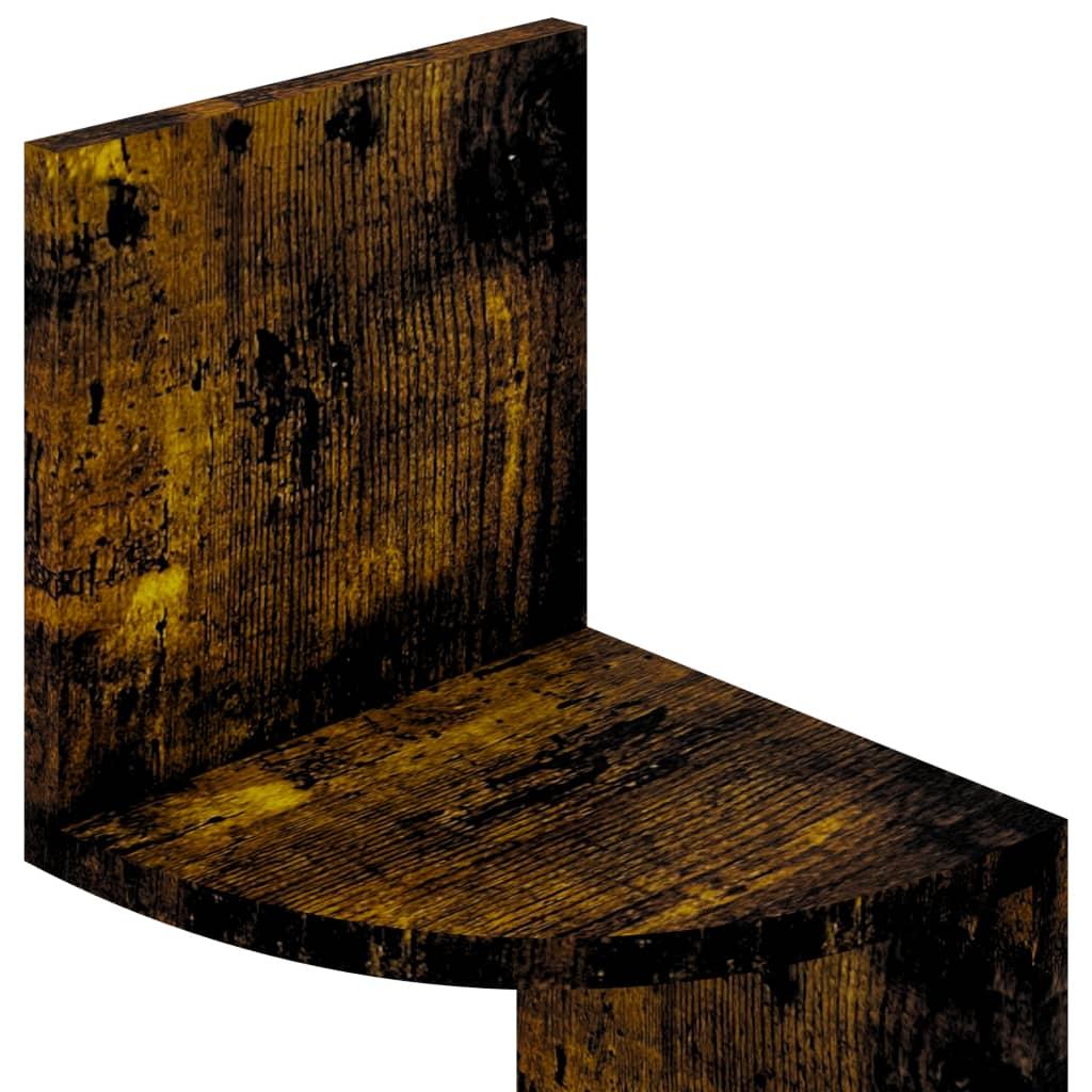 Sieninė kampinė lentyna, dūminė, 19x19x123cm, apdirbta mediena