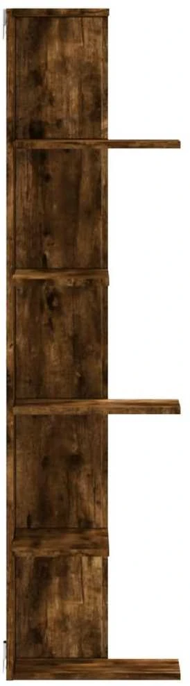 Sieninė kampinė lentyna, dūminio ąžuolo, 36,5x36,5x140cm