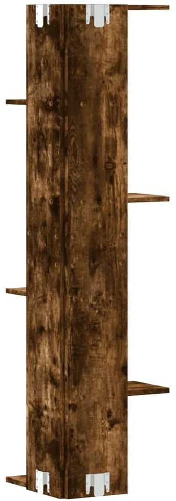 Sieninė kampinė lentyna, dūminio ąžuolo, 36,5x36,5x140cm