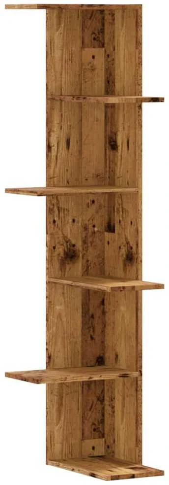 Sieninė kampinė lentyna, medienos, 36,5x36,5x140cm, MDP