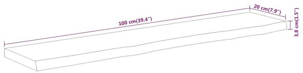 Sieninė lentyna, 100x20x3,8cm, akacijos masyvas, su gyvu kraštu