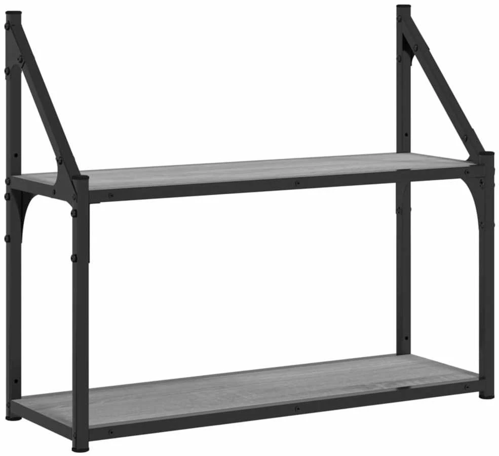 Sieninė lentyna, 2 aukštų, pilka, 60x21x51cm, mediena