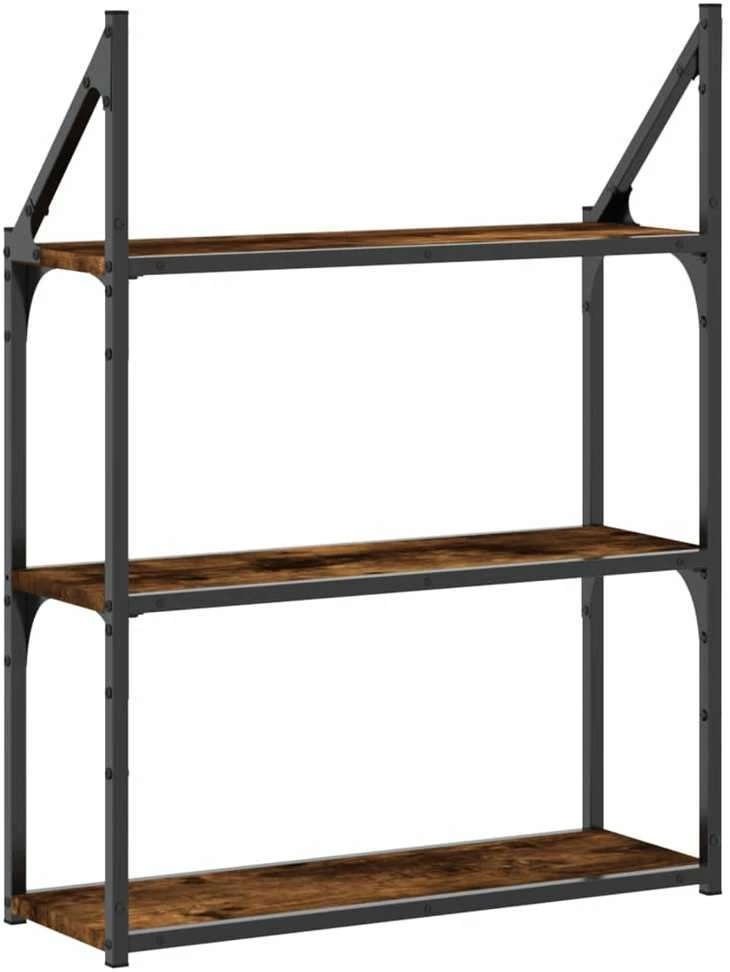 Sieninė lentyna, 3 aukštų, dūminė, 60x21x78,5cm, mediena