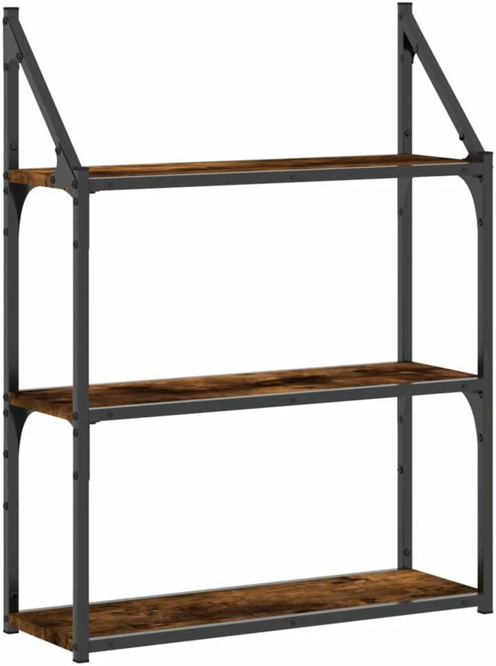 Sieninė lentyna, 3 aukštų, dūminė, 60x21x78,5cm, mediena