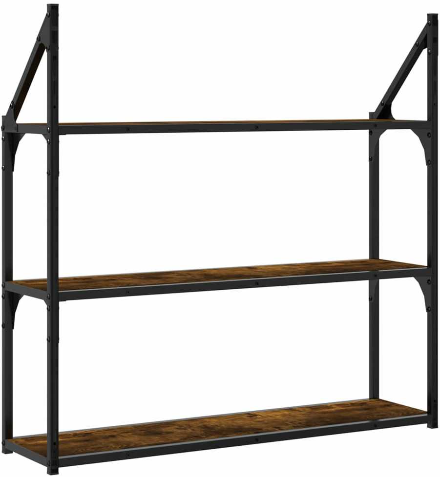 Sieninė lentyna, 3 aukštų, dūminė, 80x21x78,5cm, mediena