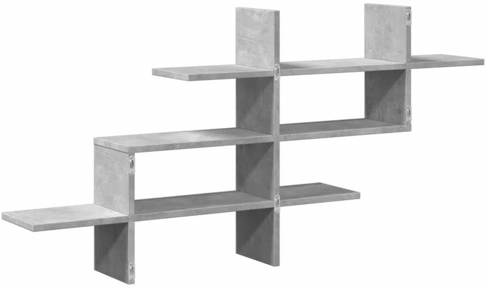 Sieninė lentyna, betono, 124,5x18x60,5cm, apdirbta mediena