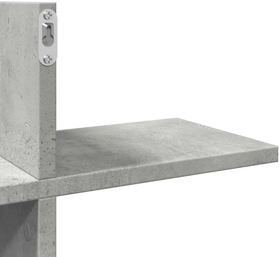 Sieninė lentyna, betono, 124,5x18x60,5cm, apdirbta mediena