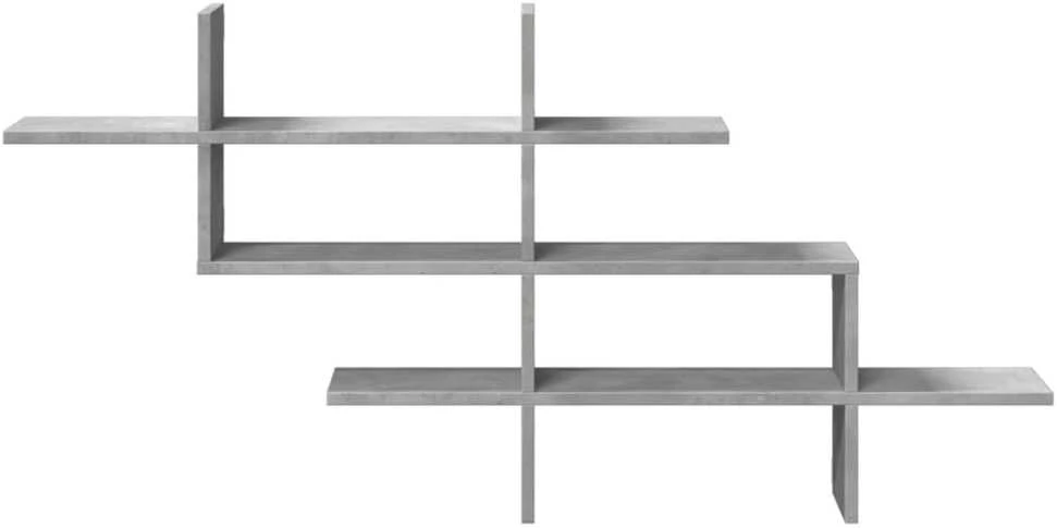 Sieninė lentyna, betono, 124,5x18x60,5cm, apdirbta mediena