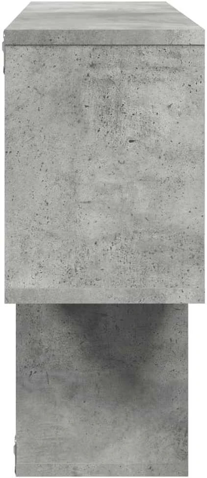 Sieninė lentyna, betono pilka, 100x20x53cm, apdirbta mediena