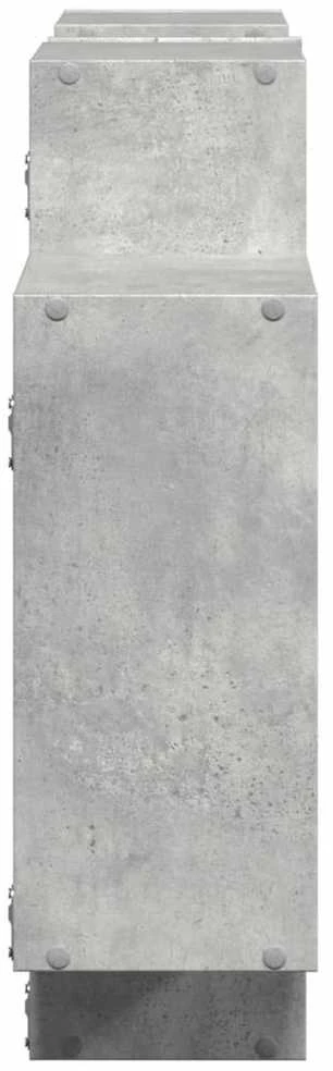 Sieninė lentyna, betono pilka, 159x18x65cm, apdirbta mediena