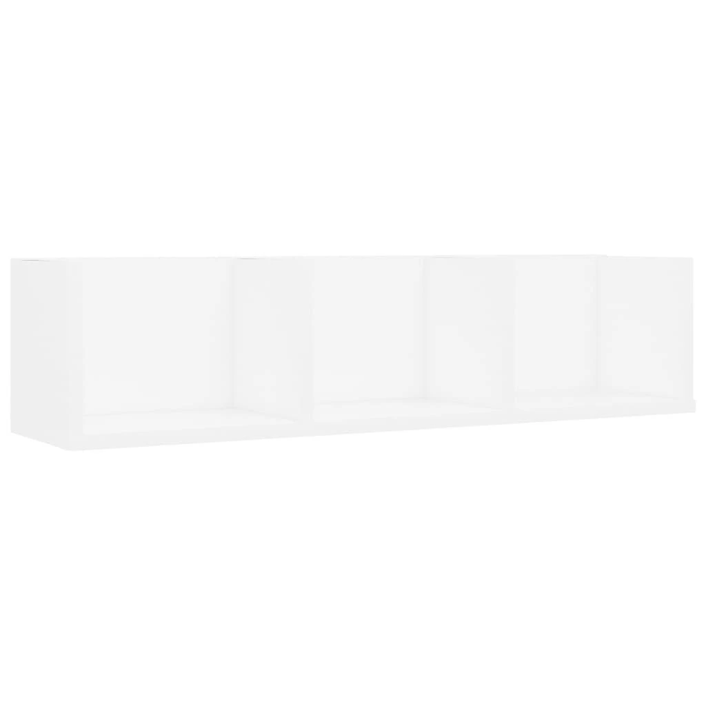 Sieninė CD lentyna, balta, 75x18x18cm, apdirbta mediena
