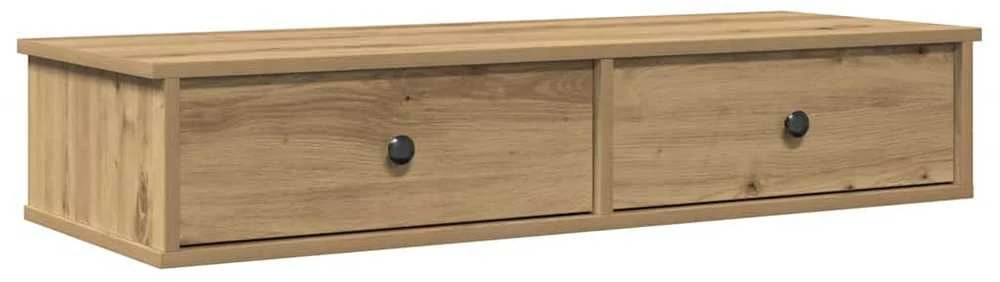 Sieninė lentyna su stalčiais, artisano ąžuolo, 100x37,5x19cm