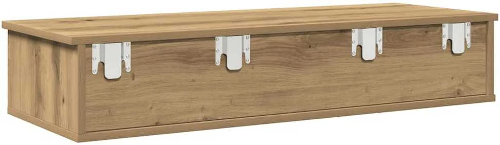Sieninė lentyna su stalčiais, artisano ąžuolo, 100x37,5x19cm