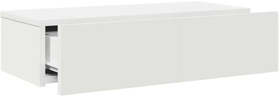 Sieninė lentyna su stalčiais, baltos, 60x26,5x15cm