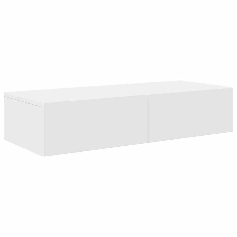 Sieninė lentyna su stalčiais, baltos, 80x33x17cm