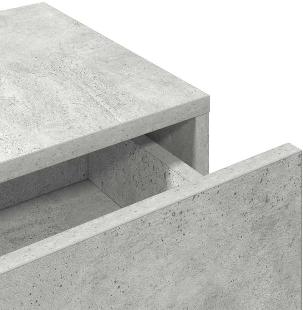 Sieninė lentyna su stalčiais, betono pilka, 100x36x19cm