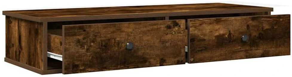 Sieninė lentyna su stalčiais, dūminio ąžuolo, 100x37,5x19cm