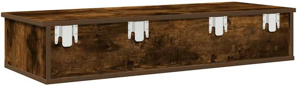 Sieninė lentyna su stalčiais, dūminio ąžuolo, 100x37,5x19cm