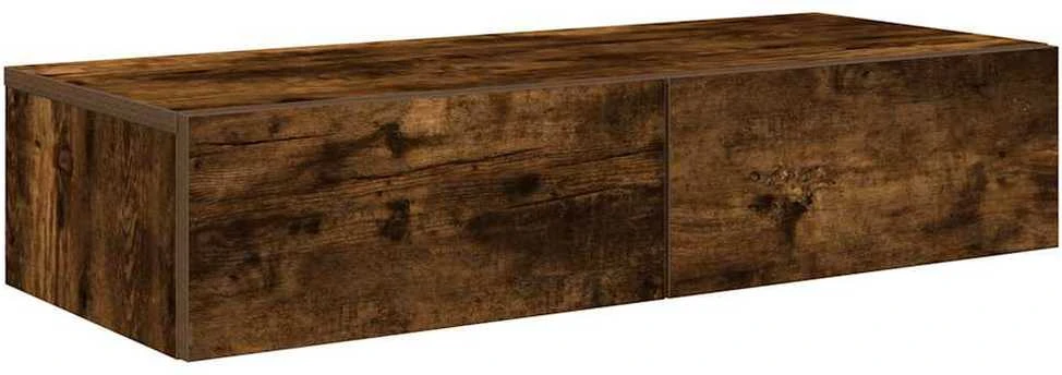 Sieninė lentyna su stalčiais, dūminio ąžuolo, 80x33x17cm