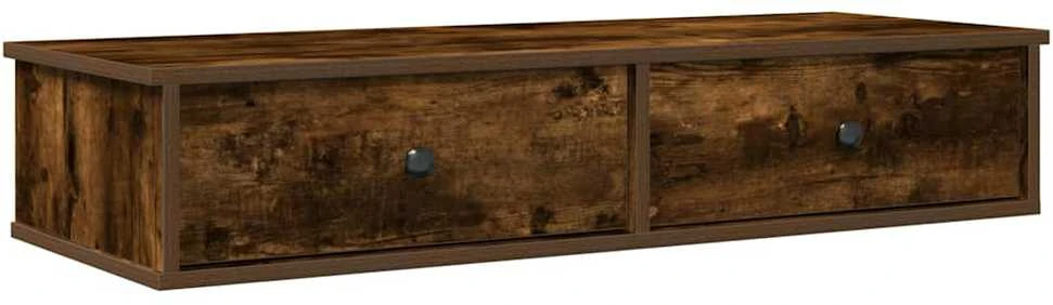Sieninė lentyna su stalčiais, dūminio ąžuolo, 100x37,5x19cm