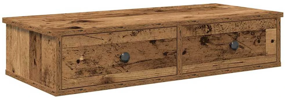 Sieninė lentyna su stalčiais, medienos, 80x34x17cm