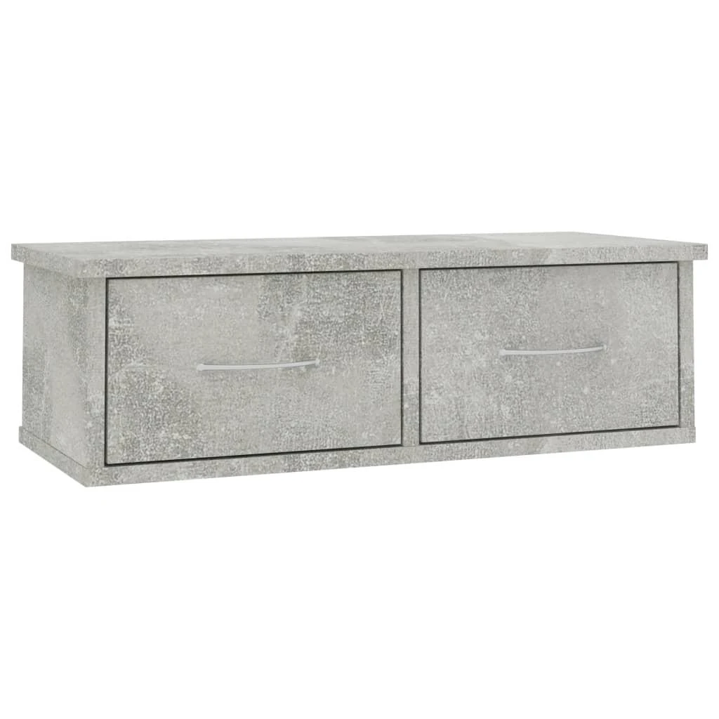 Sieninė lentyna su stalčiais, betono, 60x26x18,5cm, mediena