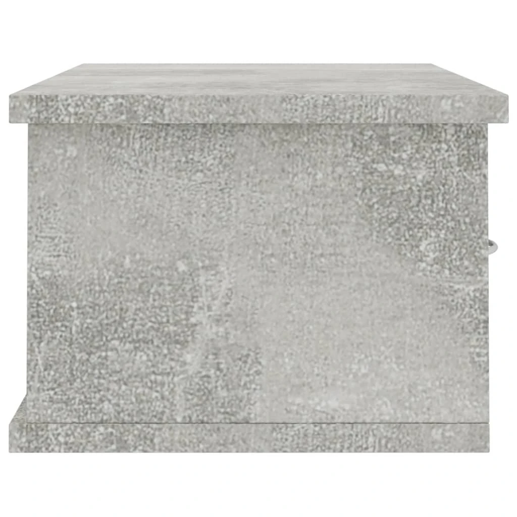 Sieninė lentyna su stalčiais, betono, 60x26x18,5cm, mediena