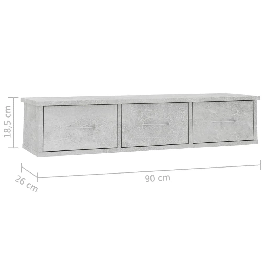TV staliukas Sieninė lentyna su stalčiais, betono, 88x26x18,5cm, mediena