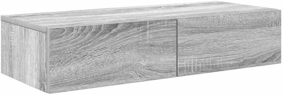 Sieninė lentyna su stalčiais, pilka ąžuolo, 80x33x17cm