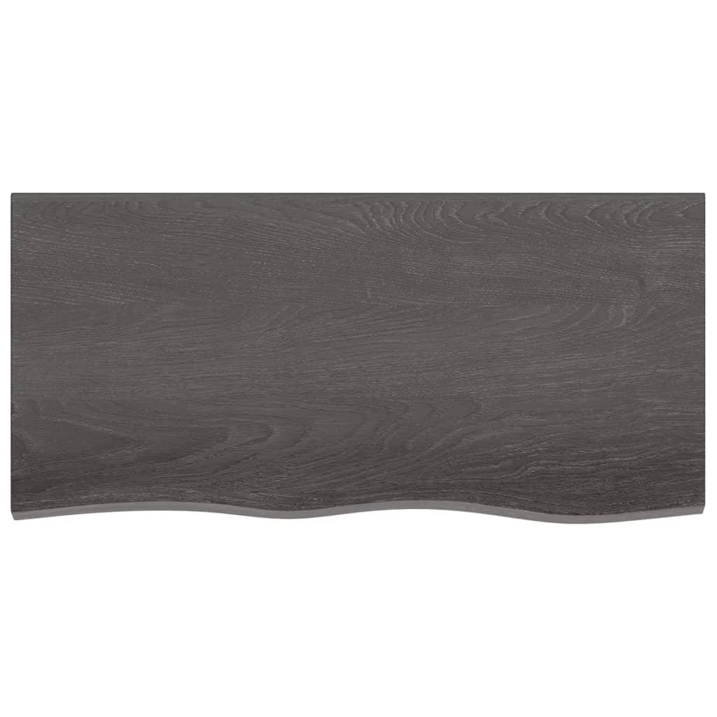 Sieninė lentyna, tamsiai ruda, 100x50x(2-6) cm, ąžuolo masyvas
