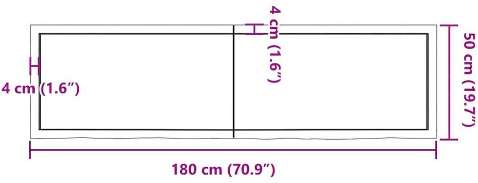 Sieninė lentyna, tamsiai ruda, 180x50x(2-6) cm, ąžuolo masyvas