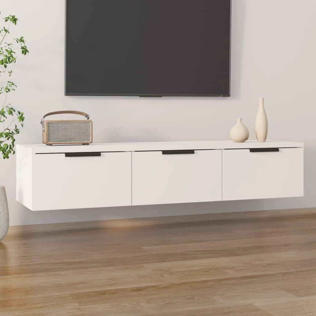 TV staliukas Sieninė spintelė, balta, 102x30x20cm, apdirbta mediena