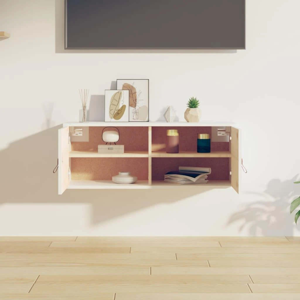 Sieninė spintelė, balta, 80x30x30cm, pušies medienos masyvas
