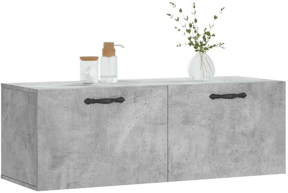 Sieninė spintelė, betono pilka, 100x36,5x35cm, apdirbta mediena