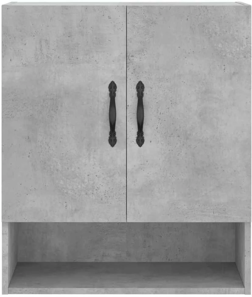 Sieninė spintelė, betono pilka, 60x31x70cm, apdirbta mediena