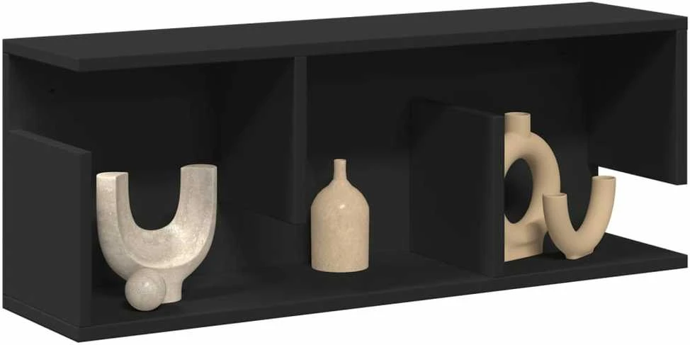 Sieninė spintelė, juodos spalvos, 80x20x30cm, apdirbta mediena
